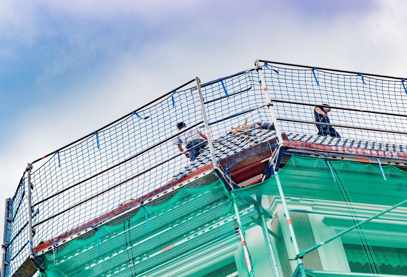 Domestic scaffolding on a house build